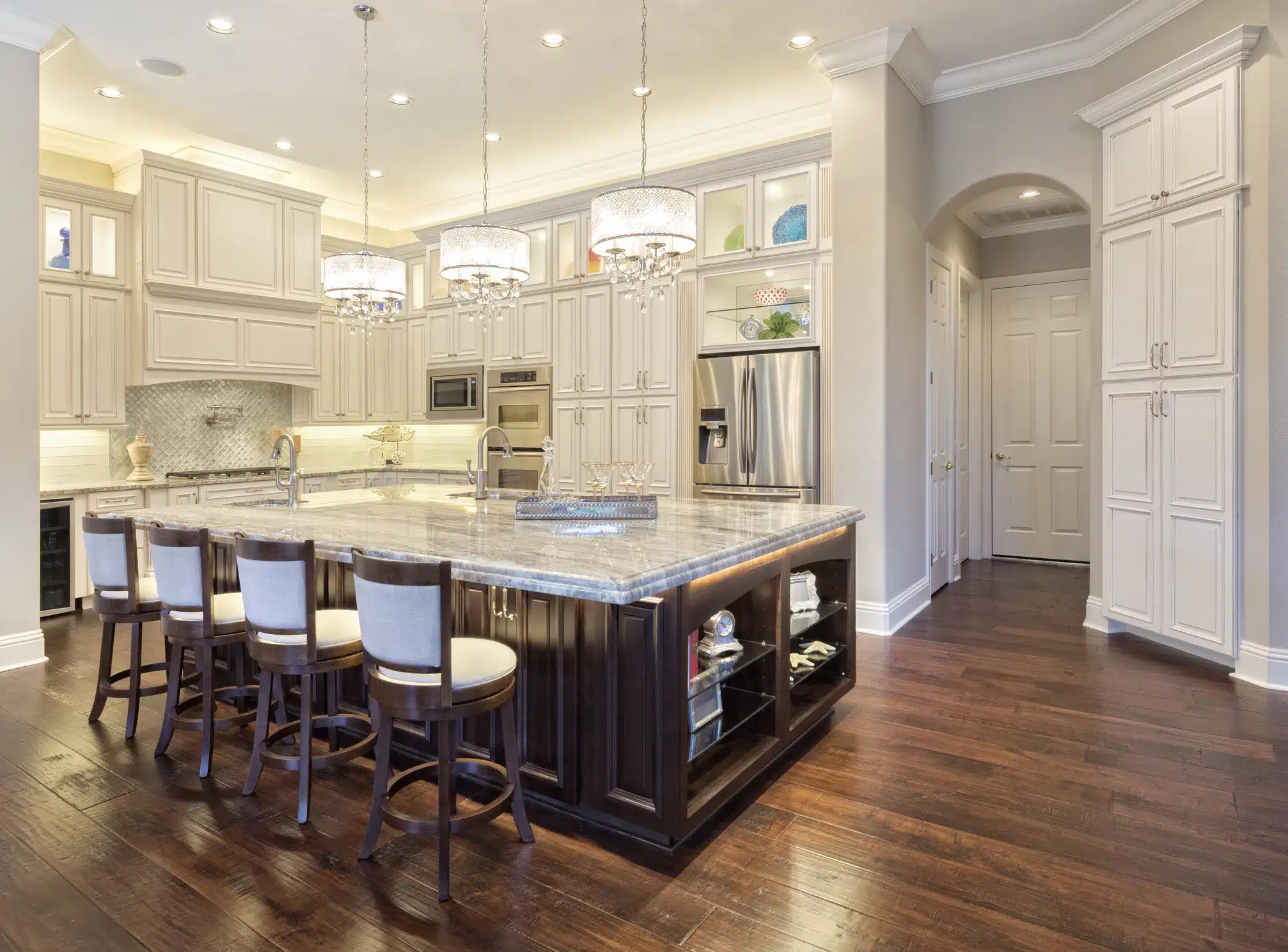 Beautiful Custom Kitchen with Island in Estate Home